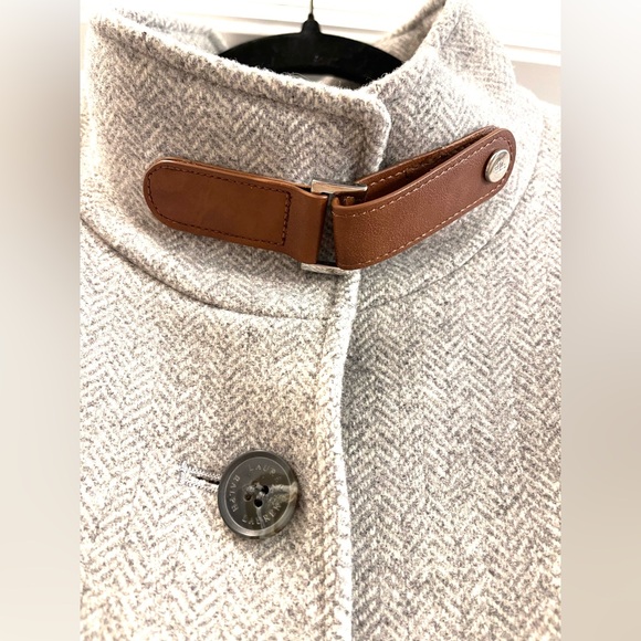 Ralph Lauren Gray Herringbone Wool Coat with Brown Strap Size 14 NWOT - Picture 3 of 7
